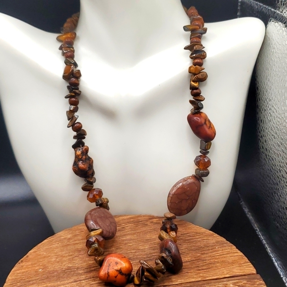 Tigers‎ eyes stone necklace N2928
